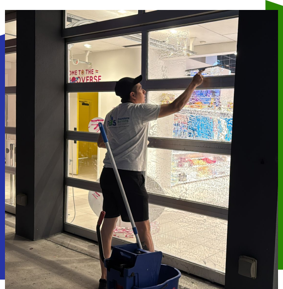 Staff performing green cleaning in Atlanta using eco-friendly supplies