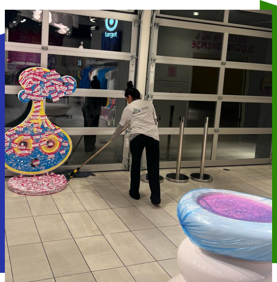 Crew handling janitorial services in Atlanta in a busy office environment