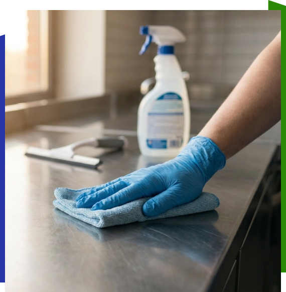 Worker managing residential cleaning services in Atlanta apartment