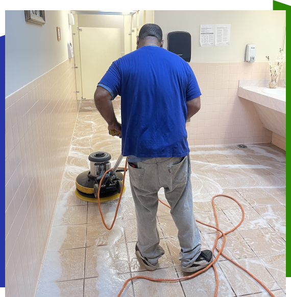 Crew maintaining residential building cleaning services in Atlanta complex