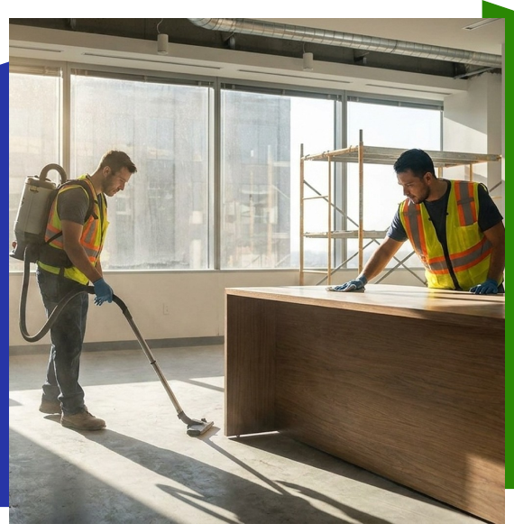 Worker managing construction debris removal in Atlanta workspace