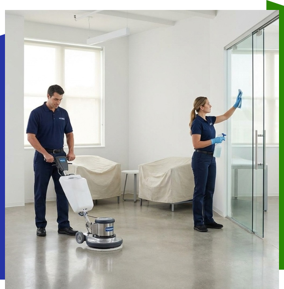 Crew finalizing post-construction cleaning services in Atlanta site