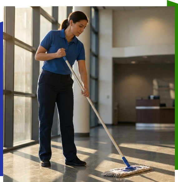 Staff conducting surface disinfection in Atlanta in workplace