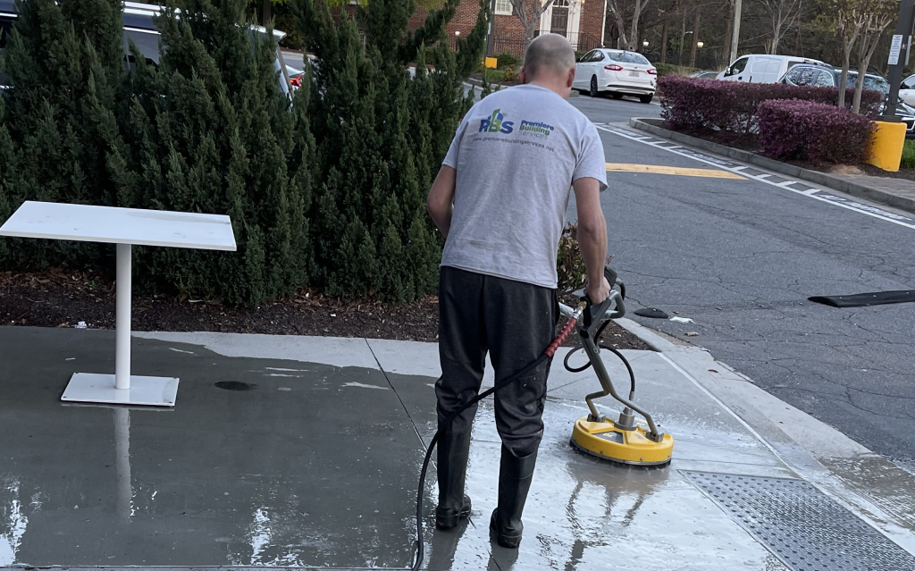 Crew delivering industrial cleaning services in Atlanta warehouse