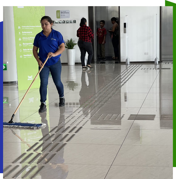 Worker supporting warehouse cleaning services in Atlanta logistics center
