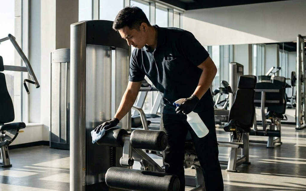 Crew maintaining gym cleaning services in Atlanta facility