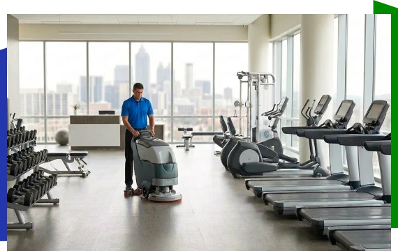 Crew delivering cleaning services in Atlanta in business setting