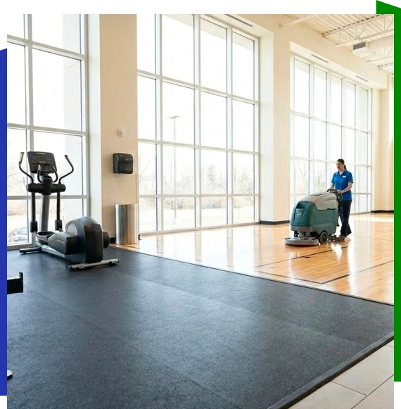 Team managing gym cleaning services in Atlanta workout space