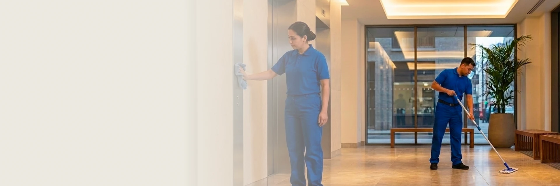 Team providing cleaning services in Atlanta in commercial facility