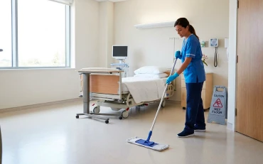 Workers applying commercial cleaning solutions in Atlanta with precision