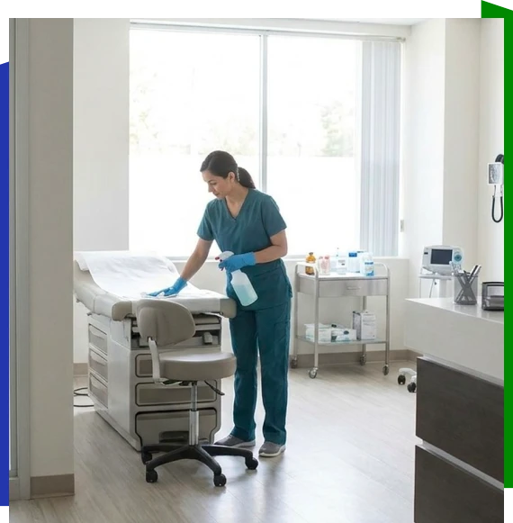 Worker managing residential cleaning services in Atlanta apartment