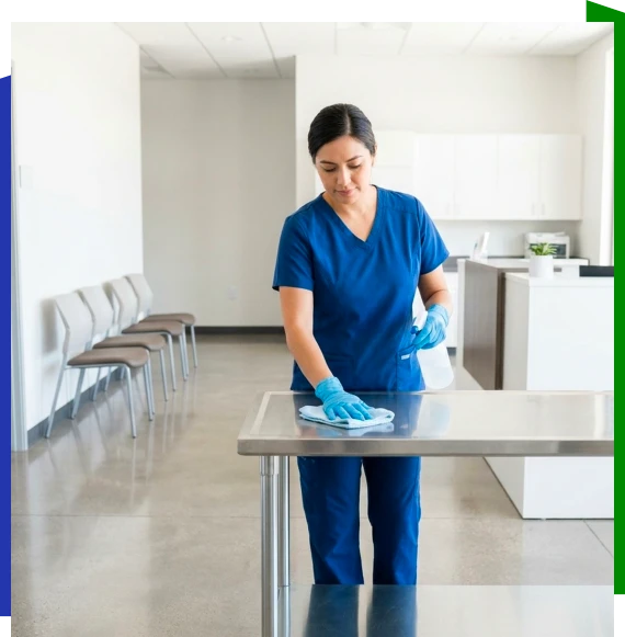 Worker managing residential cleaning services in Atlanta apartment