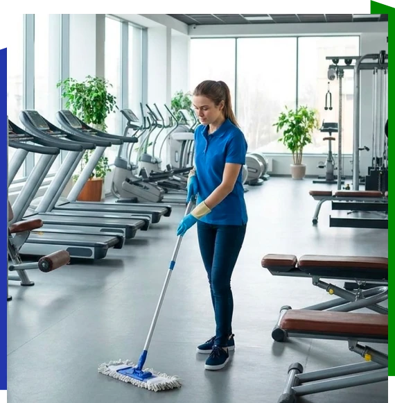 Worker managing residential cleaning services in Atlanta apartment