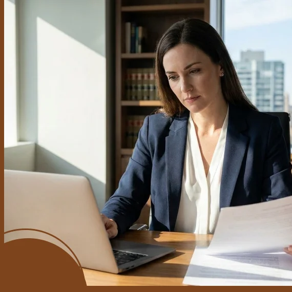 Small business owners viewing legal protection plan options overview online.