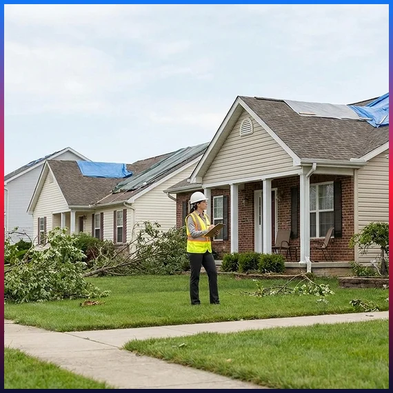 Adjuster reviewing damage insurance claims in Tampa property