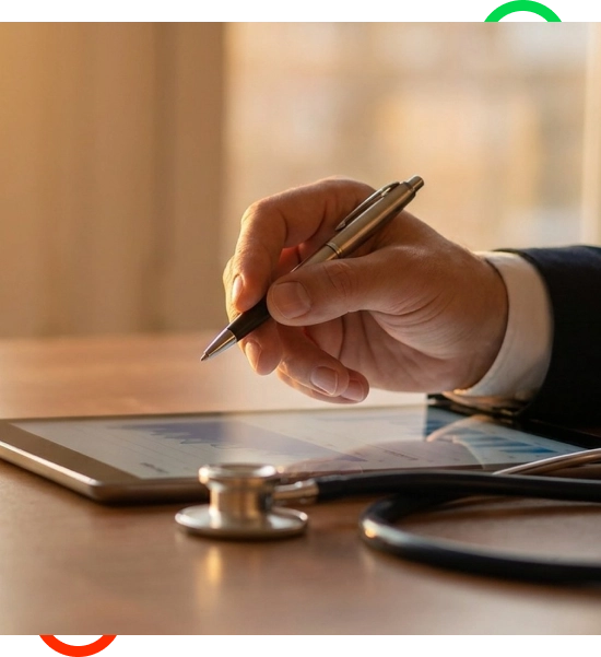 Staff discussing medical billing services at a healthcare office in Florida