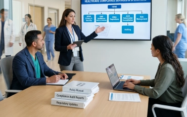 Healthcare administrators organizing workflow systems in Plantation, Florida