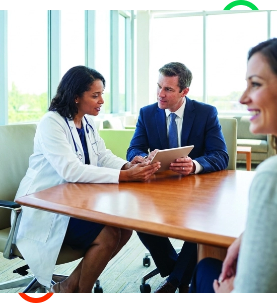 Administrative team discussing healthcare platforms across Florida