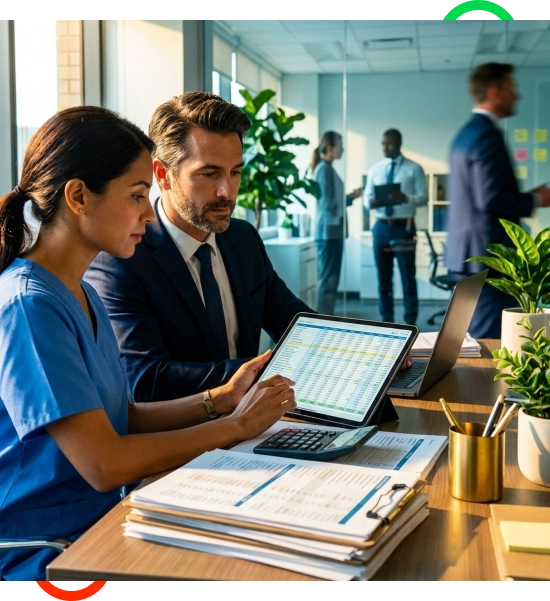 Billing coordinators reviewing payment processing in Plantation, Florida