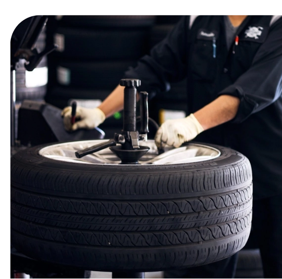 Brake inspection underway during auto repair services in Los Angeles