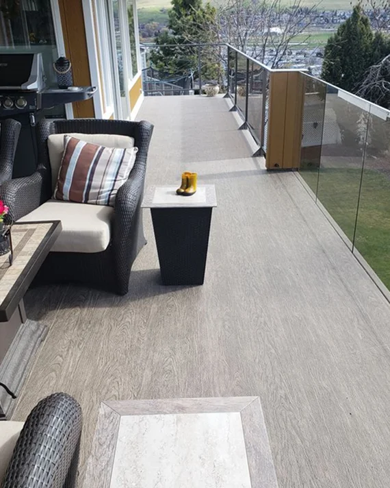 Custom PVC vinyl deck installation with color and finish options on a coastal home