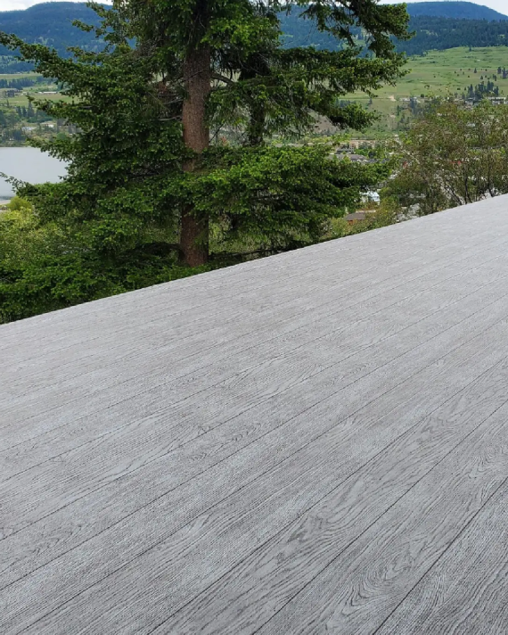 Deck construction with substructure repair showing framing, joist reinforcement, and fasteners