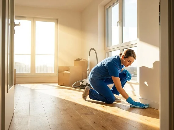 Spotless empty room being prepared before new tenants — move-in cleaning services