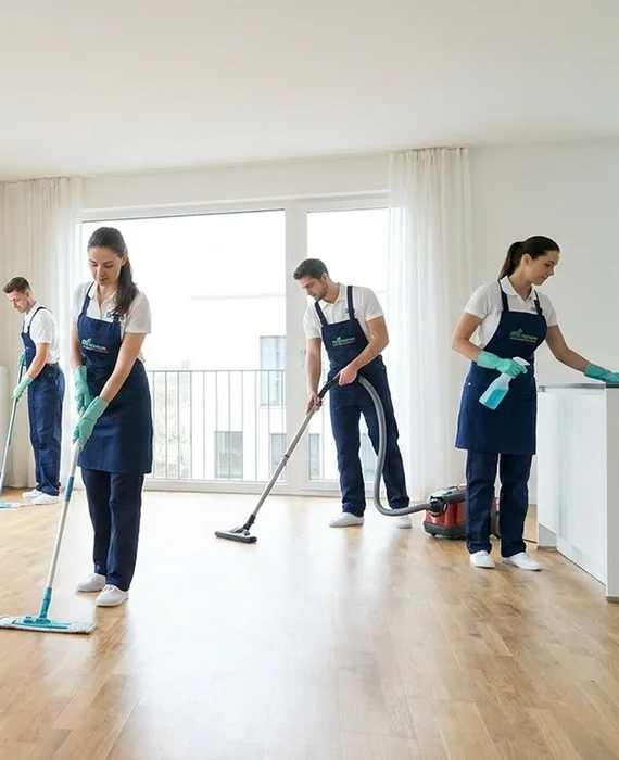 Tidy modern apartment living room after a thorough small-space cleaning — apartment and small space cleaning service