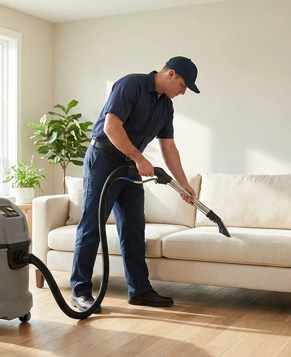 Tidy modern apartment living room after a thorough small-space cleaning — apartment and small space cleaning service