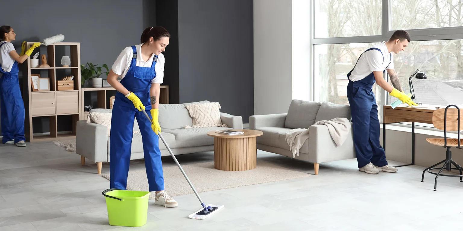 Cleaning team travelling between residential and commercial properties