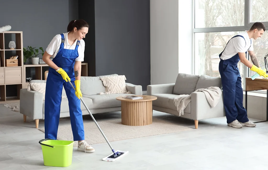Cleaning team travelling between residential and commercial properties