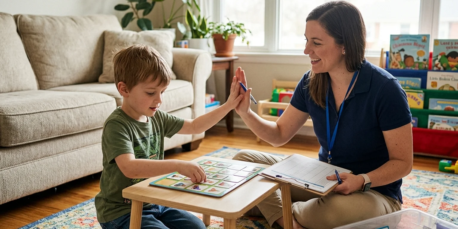 Child learning daily routines through in-home ABA therapy in Sun City