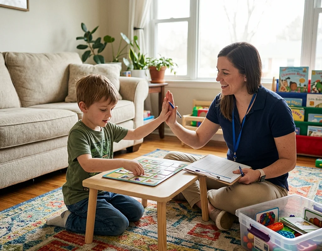 Child learning daily routines through in-home ABA therapy in Sun City