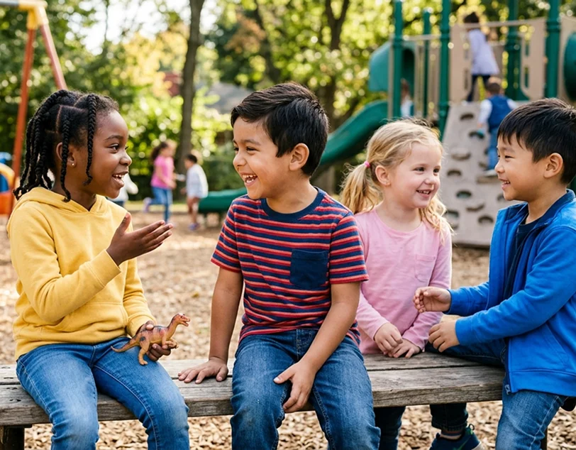 Child learning social skills during pediatric autism therapy sessions