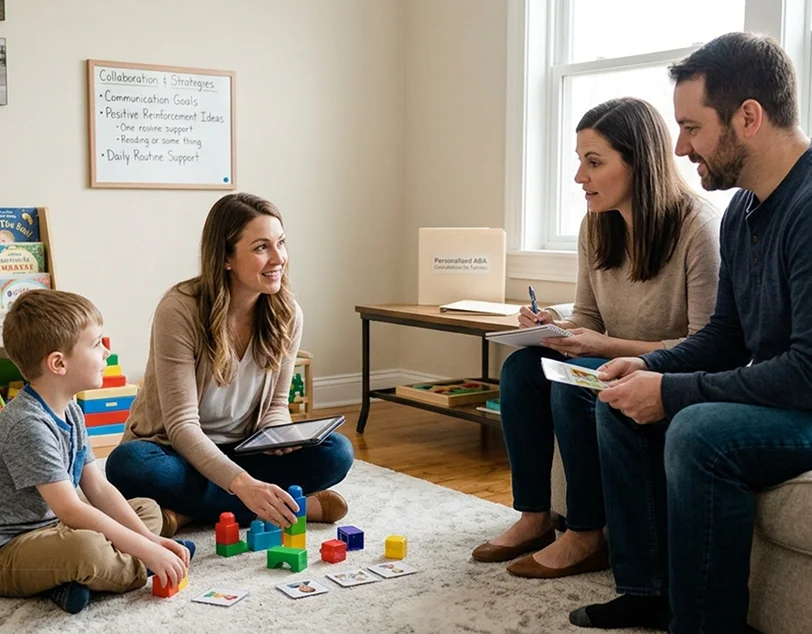 Child participating in autism evaluations in a welcoming setting