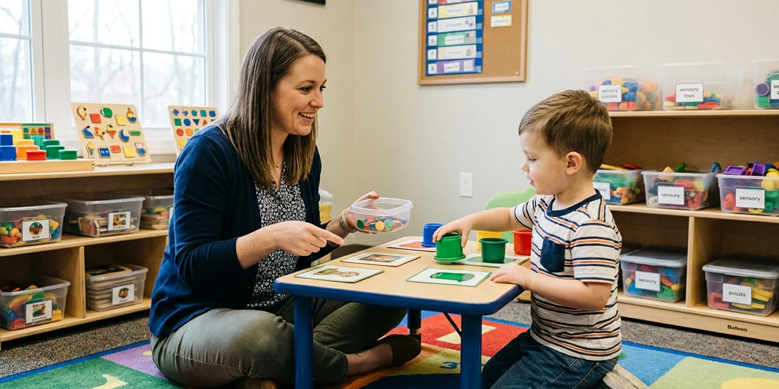 Toddler learning communication skills through early intervention ABA therapy