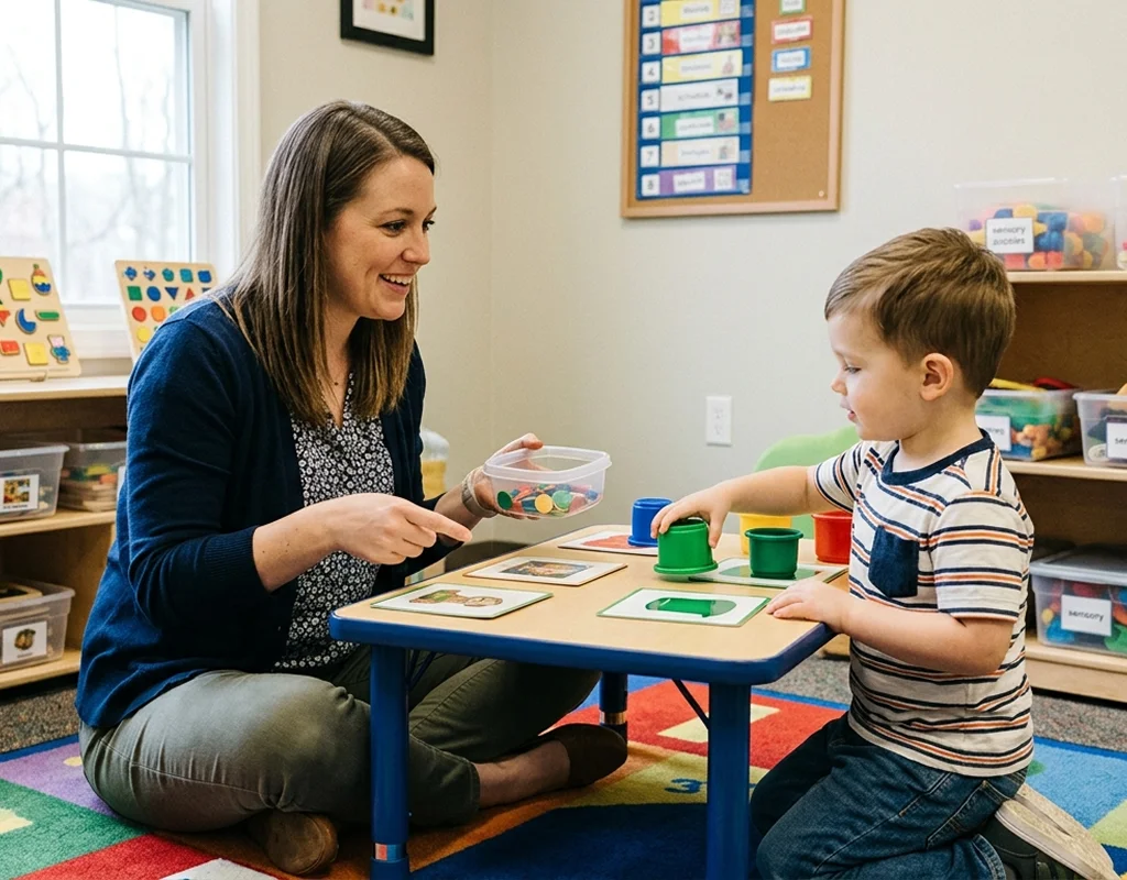 Toddler learning communication skills through early intervention ABA therapy