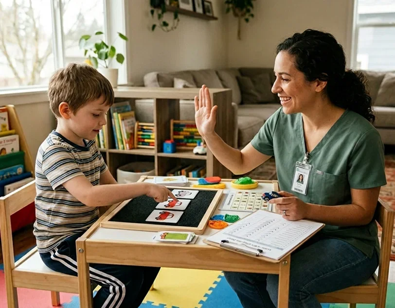Family receiving autism therapy in Glendale during a support session