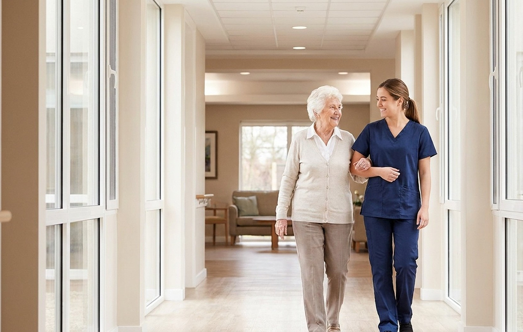 Family discussing senior care questions in Cleveland office