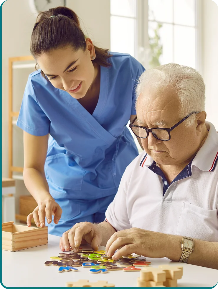 Home care professional assisting elderly client in Ohio