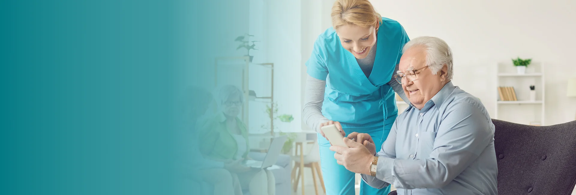 Senior discussing personalized care options with caregiver