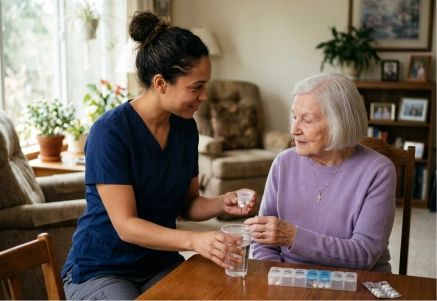 Family speaking with a caregiver about non-medical home care services.