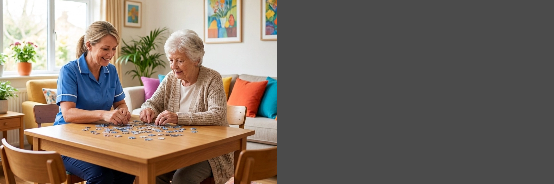 Caregiver supporting dementia home care services in California.