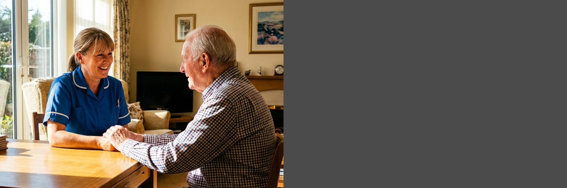Caregiver providing personal care services in California at home.