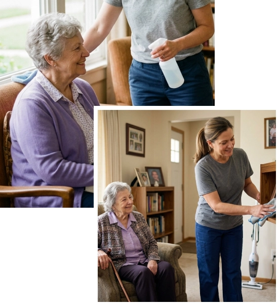 Light housekeeping for seniors helping maintain a tidy home.