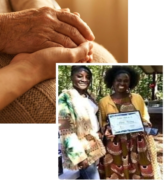 Senior enjoying conversation through elderly companion services.