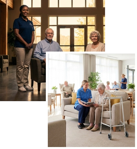 Caregiver offering companionship and comfort to an older adult.