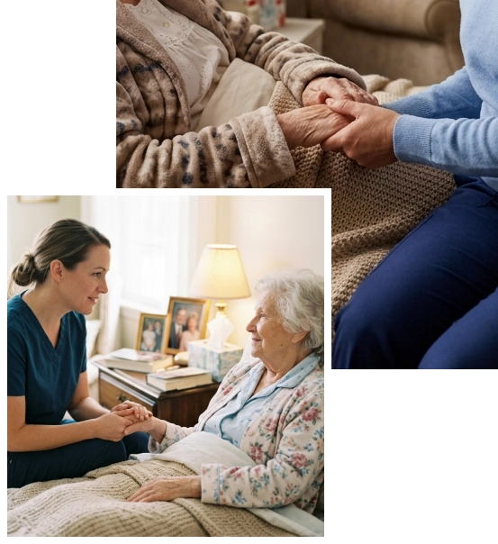 Bedside comfort in California helping seniors feel reassured.