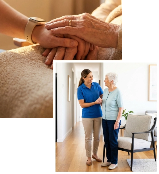 Family receiving comfort through in-home hospice care services.