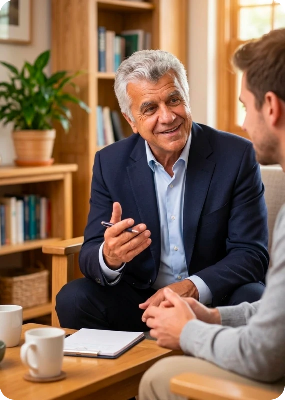 Coach guiding emotional mastery coaching in Greater Vancouver during a session